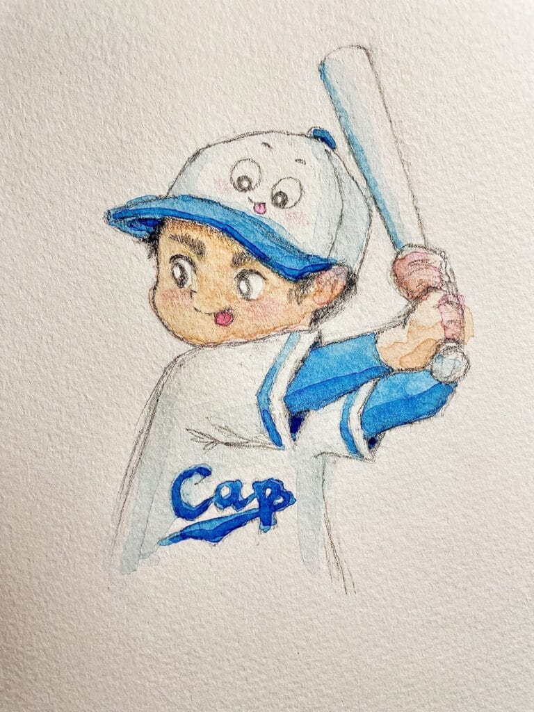 The Cap and The Lad in watercolor 
